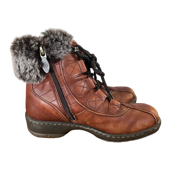 Women's Blondo Brown Lace-up Sherpa Lined Ankle Boots - Size 6 M # 714P46 - Picture 4 of 12